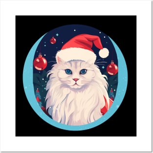 Turkish Angora Cat Xmas, Love Cats Posters and Art